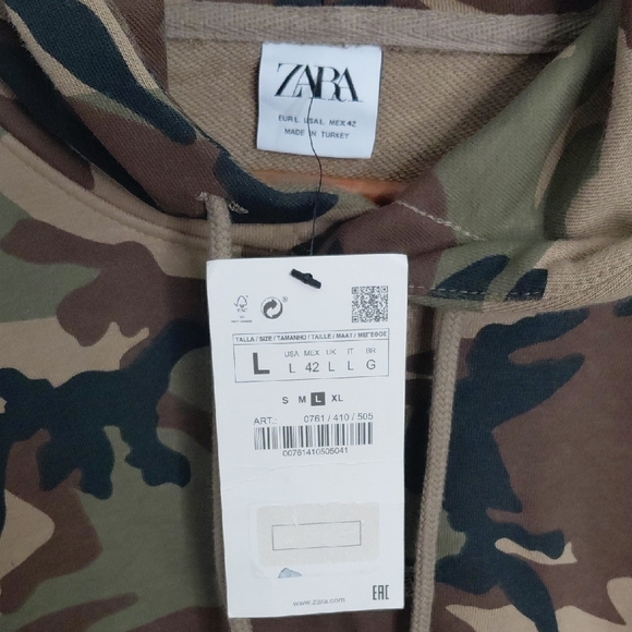 Zara Camouflage Hoodie Sweater - Green and Brown - Picture 3 of 7